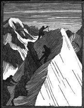 wood-engraving of Climbers on a Mountain Summit